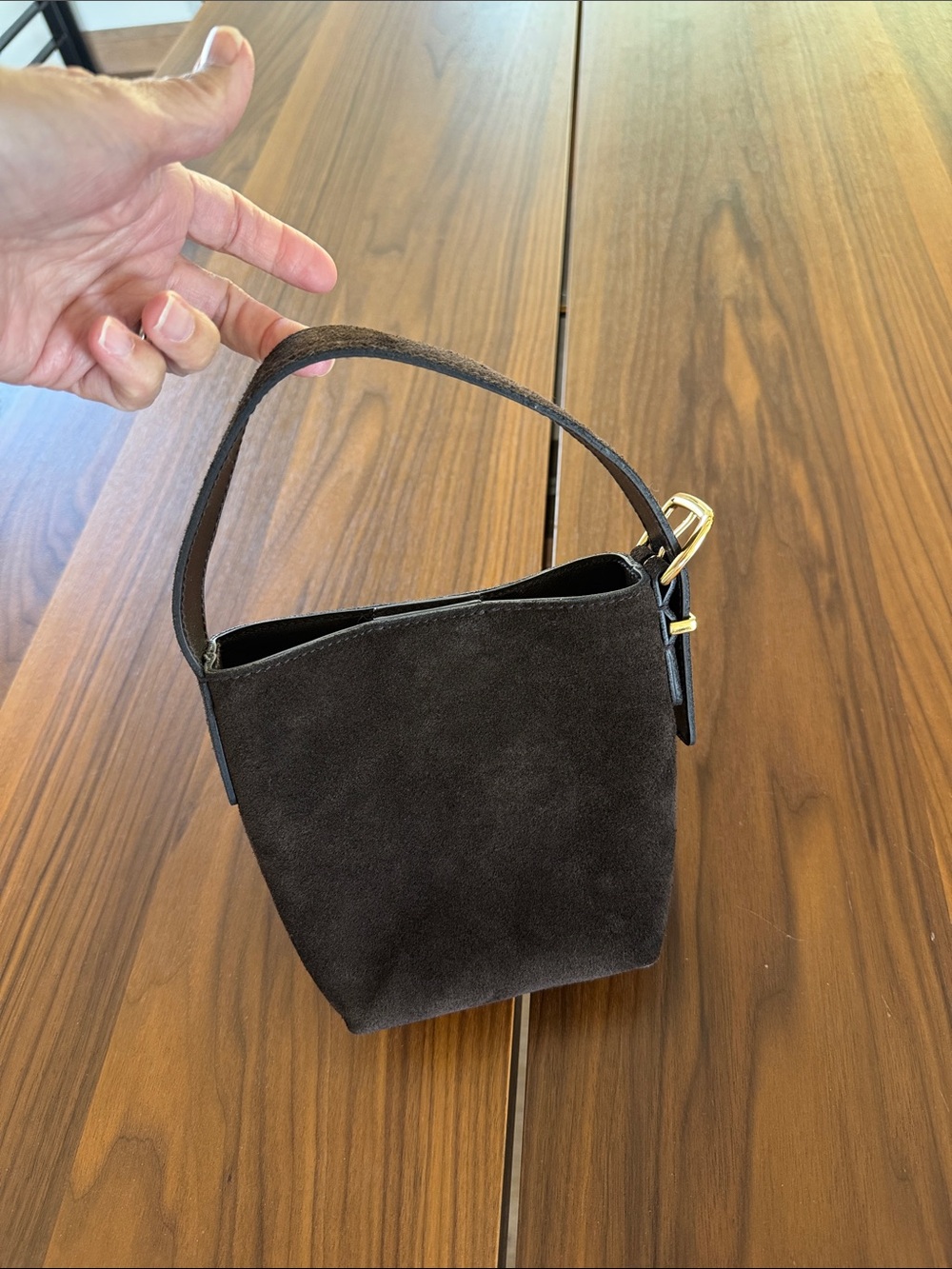 Madewell The Essential Micro Bucket Tote in Chocolate Suede NWOT
